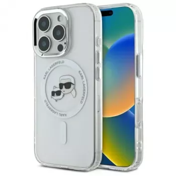 Karl Lagerfeld KLHMP16XHLSKCH hårt skal IML Metal Karl & Choupette Head MagSafe för Apple iPhone 16 Pro Max 6,9 inch vitt