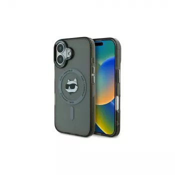 Karl Lagerfeld KLHMP16SHLSCHK iPhone 16 6,1 svart hårt skal IML Metal Choupette Head MagSafe