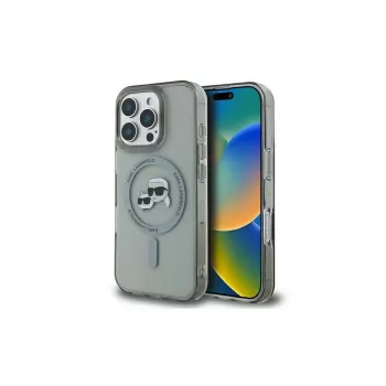 Karl Lagerfeld KLHMP16LHLSKCK iPhone 16 Pro 6,3 inch svart hårt skal IML Metal Karl & Choupette Head MagSafe