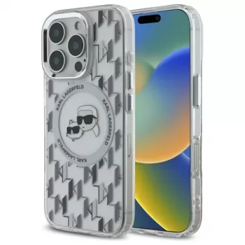 Karl Lagerfeld KLHMP16LHMCKMHT iPhone 16 Pro 6,3 inch Transparent IML Monogram Karl & Choupette Head MagSafe-skal
