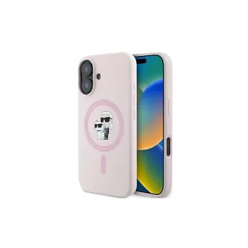 Karl Lagerfeld iPhone 16 Plus 6,7 inch silikon Hardcase med ring och MagSafe – rosa