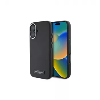 Karl Lagerfeld KLHMP16MPGMSRPK iPhone 16 Plus 6,7 Hardcase med metallplatta, MagSafe – svart