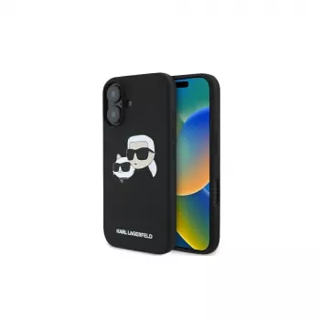 Karl Lagerfeld KLHMP16SSKCHPPLK iPhone 16 6,1 svart Hardcase silikon Double Heads Print MagSafe