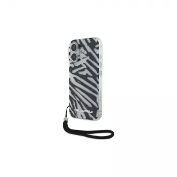 Karl Lagerfeld IML Zebra Pattern & Cord bakstycke för Apple iPhone 16 – svart