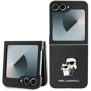 Karl Lagerfeld KLHCZF6SAPKCNPK Saffiano Metal Pin-skal för Samsung Galaxy Z Flip6 / Z Flip7 FE, svart