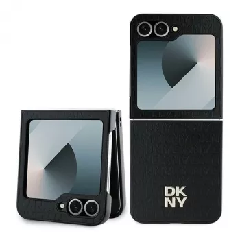 DKNY DKHCZF6PSHRPSK skyddsskal för Samsung Galaxy Z Flip6 / Z Flip7 FE – svart Repeat Pattern Stack Logo