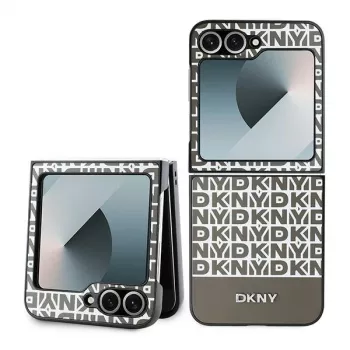 DKNY DKHCZF6PSOSPW skyddsskal för Samsung Galaxy Z Flip 6 / Z Flip7 FE – brun Repeat Pattern Bottom Stripe