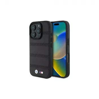 BMW M Perforated And Stitched Line hårt skal för Apple iPhone 16 Pro 6,3 inch svart MagSafe