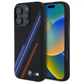 BMW BMHMP16X23SSPK hårt silikonskal MagSafe för iPhone 16 Pro Max 6,9 inch svart Random Lines