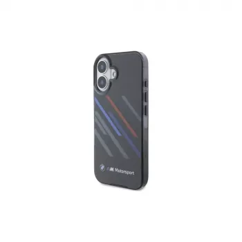 BMW BMHCP16M23HTRAK hårt skal för iPhone 16 Plus 6,7 inch svart Motorsport IML Random Stripes