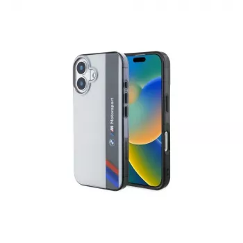 BMW BMHCP16S23HTFEG iPhone 16 6,1 inch grå hårt skal Motorsport IML Vertical Stripe