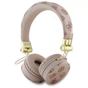 Guess Peony Script Round Shape trådlösa over-ear-hörlurar med ENC, brun