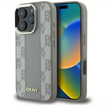 DKNY Checkered Pattern MagSafe-skal för iPhone 16 Pro Max – beige