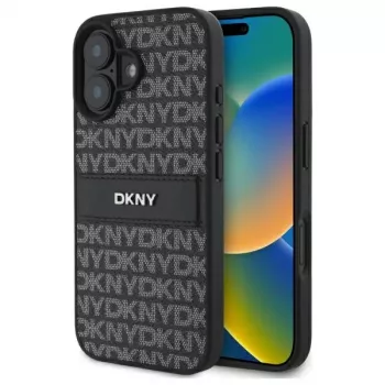 DKNY DKHCP16SPRTHSLK hårt skal Texture Pattern Tonal Stripe för Apple iPhone 16 6,1 inch – svart