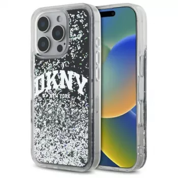 DKNY DKHCP16XLBNAEK iPhone 16 Pro Max 6,9 inch hårt skal Liquid Glitter Arch Logo svart
