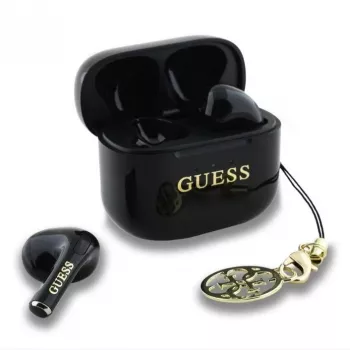 Guess Glossy Effect Printed Classic Logo & Charm TWS Bluetooth-hörlurar med laddningsfodral (svart)