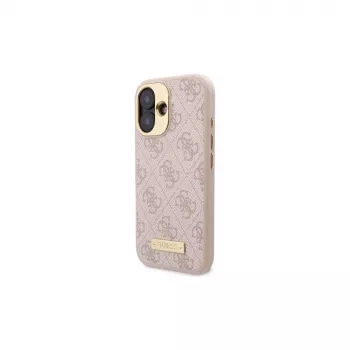 Guess GUHMP16SU4GPRP iPhone 16 6,1 inch rosa hårt skal med 4G-logoplatta och MagSafe