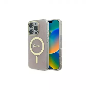 Guess GUHMP16LH4STP Hardcase IML 4G MagSafe för iPhone 16 Pro 6,3 inch rosa
