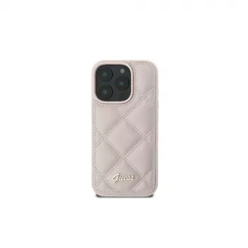 Guess GUHCP16SPSQSQSP iPhone 16 6,1 inch rosa Hardcase Quilted Metal Logo