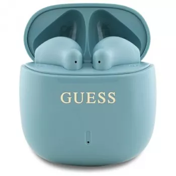 Guess Printed Classic Logo TWS Bluetooth-hörlurar med laddningsfodral (turkos)