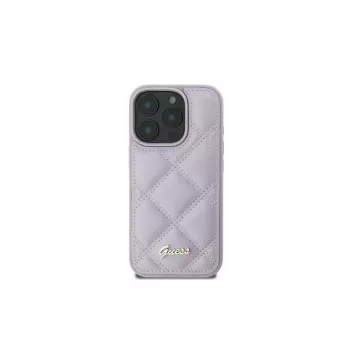 Guess GUHCP16SPSQSQSU Quilted Metal Logo Hard Case för Apple iPhone 16 6,1 inch – ljuslila