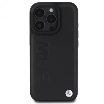 BMW Hot Stamp Leather Hard Case för iPhone 16 Pro 6,3 inch svart