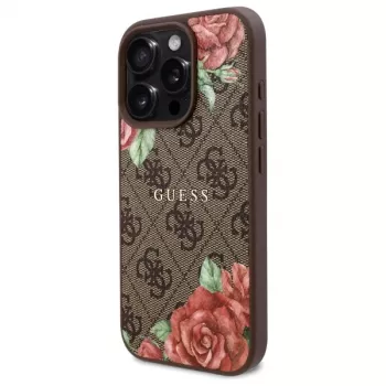 Guess GUHMP16LP4ROPEMCW iPhone 16 Pro Hardcase 4G Flowers Print MagSafe brun