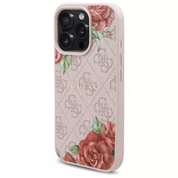 Guess GUHMP16LP4ROPEMCP Hardcase för iPhone 16 Pro 6,3 inch rosa 4G Flowers Print MagSafe