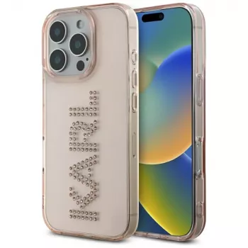 KARL LAGERFELD IML Rhinestones Logo Case för iPhone 16 Pro rosa