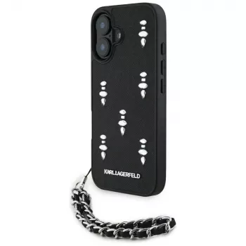 Karl Lagerfeld Saffiano Crystals with Chain Case för iPhone 16 svart