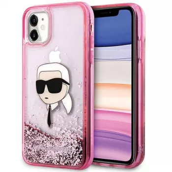Karl Lagerfeld KLHCN61LNKHCP hårt skal för iPhone 11/XR, rosa, glitter Karl Head