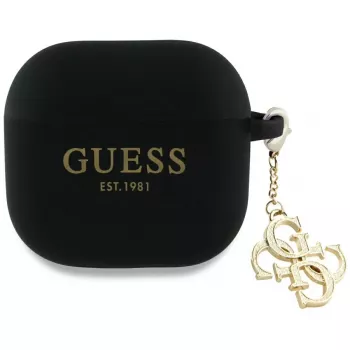 Guess silikonfodral med 4G-berlock för AirPods 4 – svart
