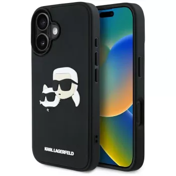 KARL LAGERFELD HC 3D Rubber DoubleHeads-fodral för iPhone 16, svart