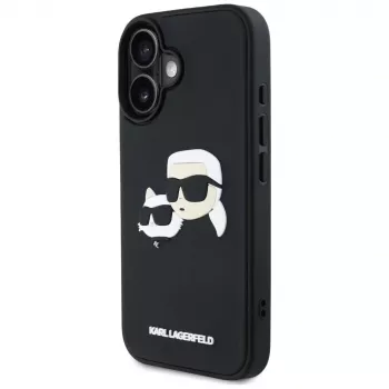 KARL LAGERFELD HC 3D Rubber DoubleHeads-fodral för iPhone 16, svart