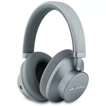 Karl Lagerfeld Saffiano Elongated Bluetooth ANC Over-Ear-hörlurar grå