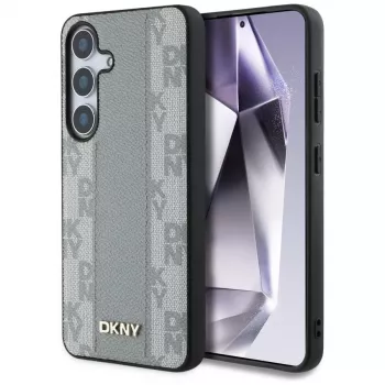 DKNY läderfodral Checkered Pattern MagSafe för Samsung Galaxy S25 – taupe
