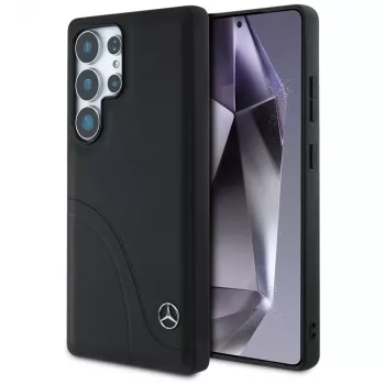 MERCEDES-BENZ Mercedes Leather Curved Stitches-fodral för Samsung Galaxy S25 Ultra svart