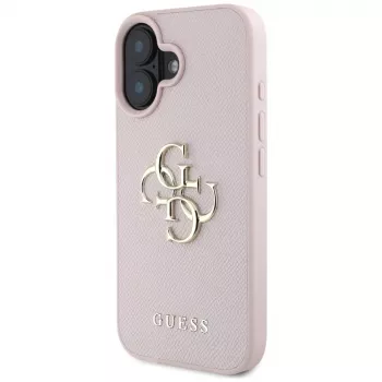 Guess Grained Big 4G Logo Small Classic Logo-baksidesfodral för Apple iPhone 16 – rosa