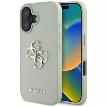 Guess Grained Big 4G Logo Small Classic-baksidesfodral för iPhone 16 – grön