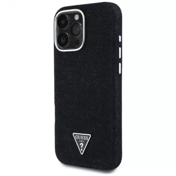 Guess Denim Triangle Logo MagSafe Case för Apple iPhone 16 Pro Max, svart