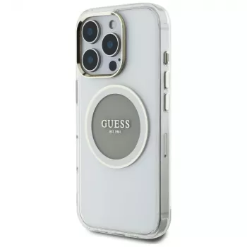 Guess IML Metal Colored Circle Classic Logo MagSafe Case för iPhone 16 Pro (grå)