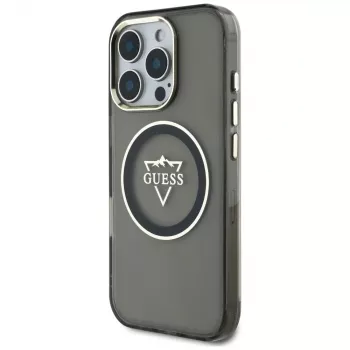 Guess IML Metal Mountain Logo MagSafe Case för iPhone 16 Pro Max (svart)
