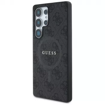 Guess Leather 4G Colored Ring Classic Logo MagSafe Back Cover för Samsung Galaxy S25 Ultra, svart