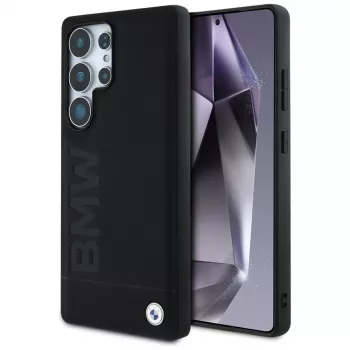 BMW Leather Big Wordmark Case för Samsung Galaxy S25 Ultra svart