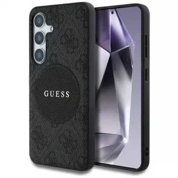 Guess 4G Round Patch Classic Logo MagSafe-skal för Samsung Galaxy S25+ (svart)