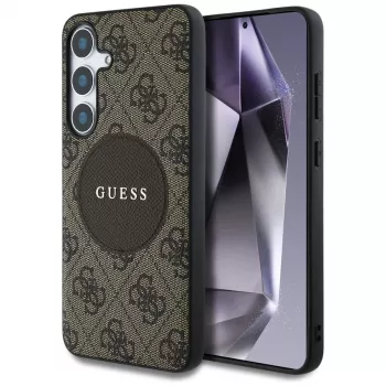 Guess 4G Round Patch Classic Logo MagSafe-skal för Samsung Galaxy S25+ (brun)