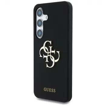 Guess Silicone Big 4G Logo Bottom Script-skal för Samsung Galaxy S25, svart
