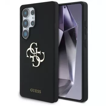 Guess Silicone Big 4G Logo Bottom Script-skal för Samsung Galaxy S25 Ultra – svart