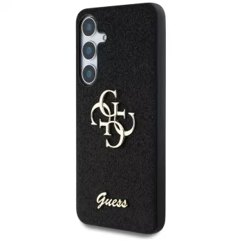 Guess Fixed Glitter Big 4G Metal Logo-skal för Samsung Galaxy S25 (svart)