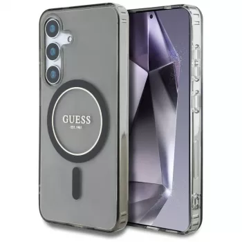 Guess Glitter Circle Classic Logo MagSafe-skal för Samsung Galaxy S25 svart